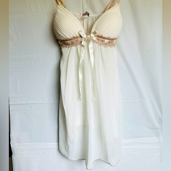 Vintage NWT Linea Donatella Lace-Trim Babydoll 2 piece set Nightgown size S - Picture 4 of 8